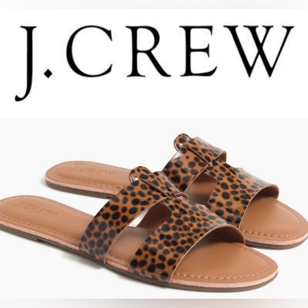 J.Crew Factory Brown Tortoise Shell Leopard Slide Sandals